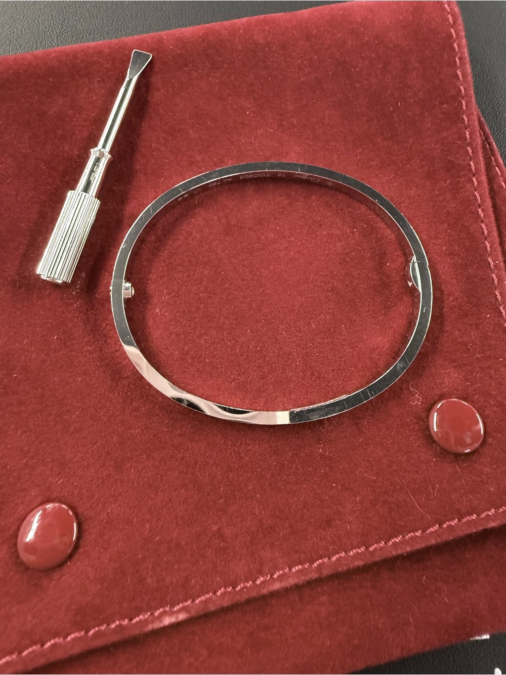 Cartier Silver-Tone Screw Motif Bangle with Mini Screwdriver